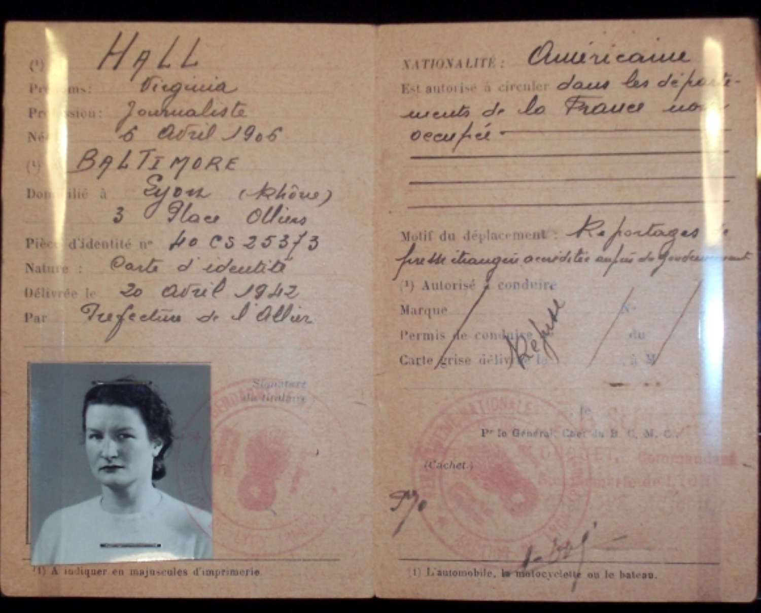 Virginia Hall International Driver’s License International Spy Museum