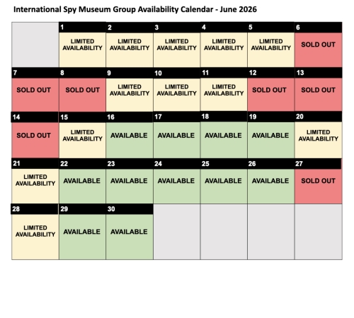 Availability Calendar for June